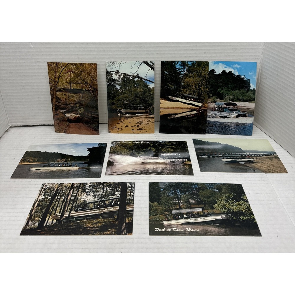 POSTCARD WISCONSIN DELLS DUCKS BOAT RIDE LOT OF 9 CARDS UNUSED SUICIDE HILL